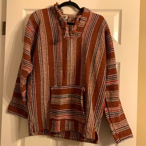 Cotton Blend Striped Poncho